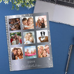 Silver glitter family photo collage monogram 2023 planner<br><div class="desc">Make your own unique family photo collage as a gift for your mom, wife or yourself. Use four, 9 of your favorite photos of your family, friends, dream travel destination or pet! Personalize and add a name and a year. The name is written with a modern hand lettered style script....</div>