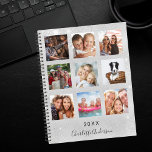 Silver glitter family photo collage monogram 2025 planner<br><div class="desc">Make your own unique family photo collage as a gift for your mum, wife or yourself. Use four, 9 of your favourite photos of your family, friends, dream travel destination or pet! Personalise and add a name and a year. The name is written with a modern hand lettered style script....</div>