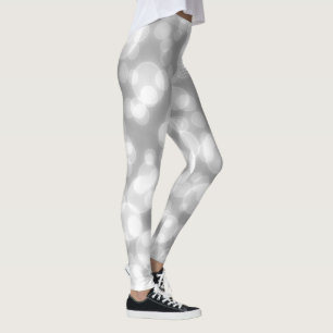 Silver Glitter Faux Foil Bokeh Leggings