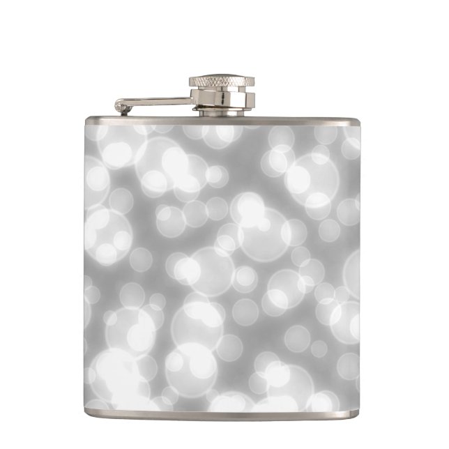 Silver Glitter Faux foil confetti Hip Flask (Front)