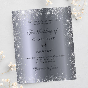 Silver glitter formal budget wedding invitation