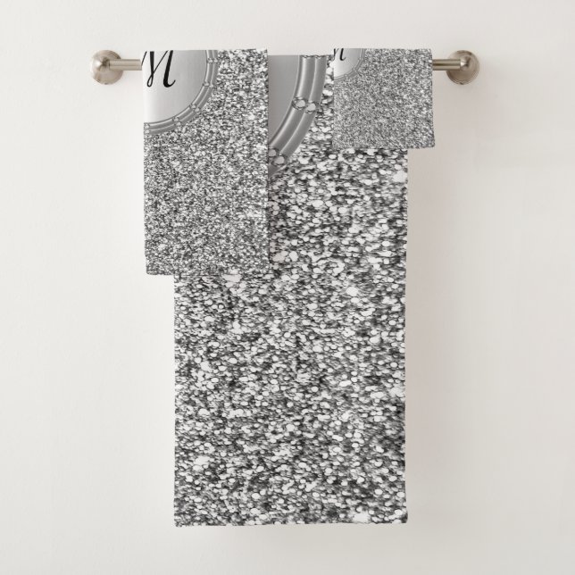 Silver Glitter Frame Bath Towel Set (Insitu)