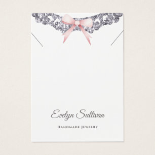 Silver glitter frame bow necklace display card