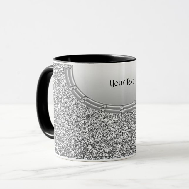 Silver Glitter Frame Coffee Mug (Front Left)