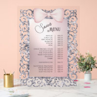 Silver Glitter Frame Pink Bow Services Menu