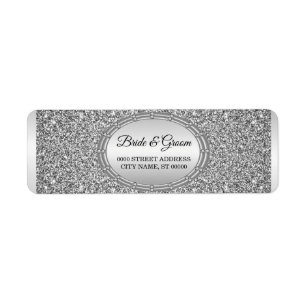 Silver Glitter Frame Return Address Label