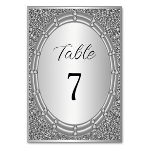 Silver Glitter Frame Table Number