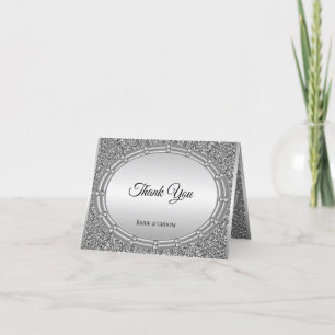 Silver Glitter Frame Thank You Card