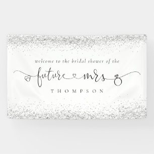 Silver Glitter Future Mrs Welcome Bridal Shower Banner