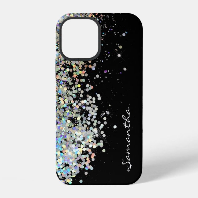 Silver Glitter Girly Custom Name Case-Mate iPhone Case (Back)