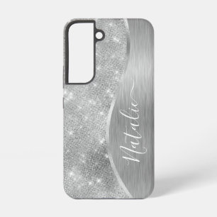 Silver Glitter Glam Bling Personalised Metallic Samsung Galaxy Case