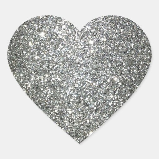 Image of Silver Glitter Glamour Heart Sticker