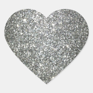 Silver Glitter Glamour Heart Sticker