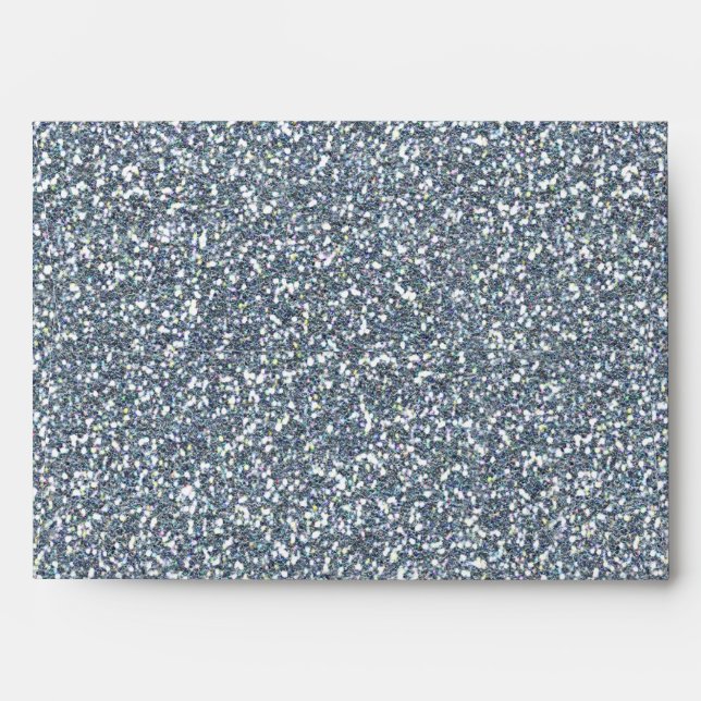 Silver Glitter Glamour Invitation Party Envelope (Back (Top Flap))