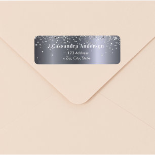Silver glitter glamourous return address