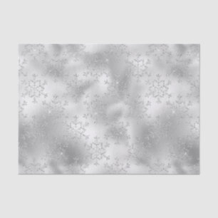 Silver Glitter Glitzy Snowflakes Tissue Paper