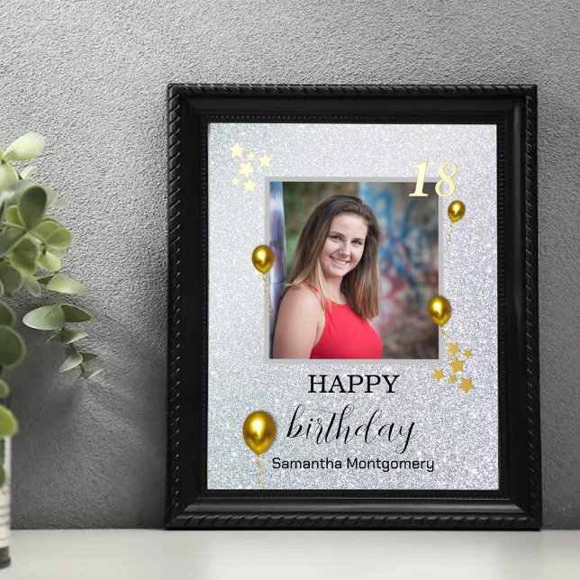 Silver Glitter Gold Balloons Happy Birthday Foil Prints (Creator Uploaded)