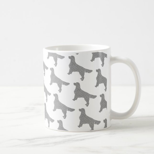 Silver Glitter Golden Retriever Pattern Coffee Mug (Right)