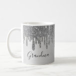 Silver Glitter Grandma Ceramic Coffee Mug<br><div class="desc">Silver Glitter Grandma Ceramic Coffee Mug. This is a modern style with a metallic background and a calligraphy style name. The perfect gift for the glamourous grandma.</div>