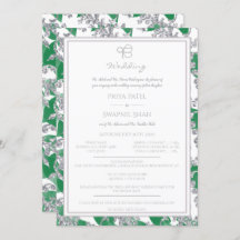 Silver Glitter Green Floral Punjabi Sikh Ek Onkar