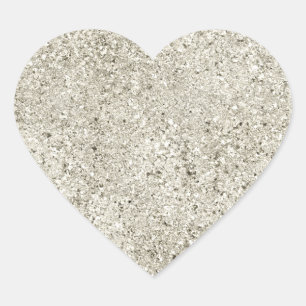 Silver Glitter Heart Sticker