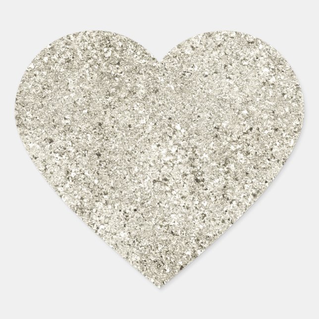 Silver Glitter Heart Sticker (Front)
