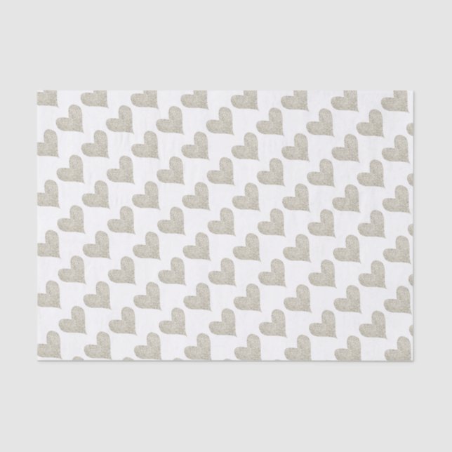 Silver Glitter Heart Tissue Paper (Front)