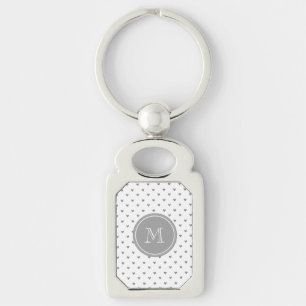 Silver Glitter Hearts with Monogram Key Ring