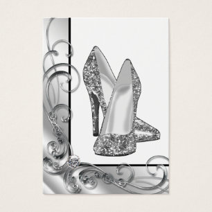 Silver Glitter High Heel Shoe