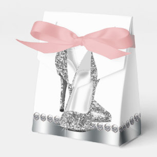 Silver Glitter High Heel Shoe Favour Box