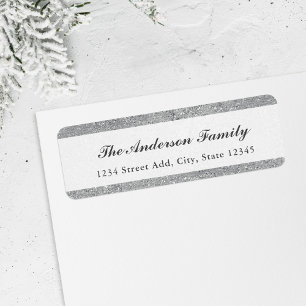 Silver Glitter Holiday Return Address