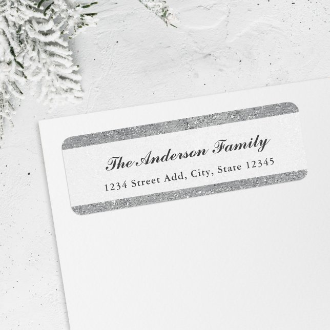 Silver Glitter Holiday Return Address (Creator Uploaded)