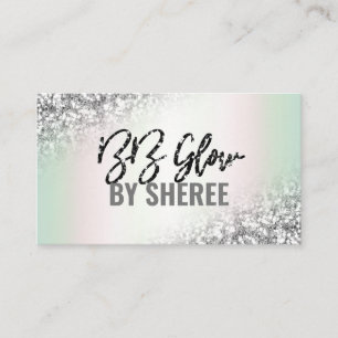 Silver Glitter Holographic BB Glow Treatment Business Card