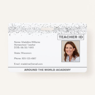 Silver Glitter Homeschool Teacher ID Badge
