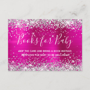Silver Glitter Hot Pink Foil Books for Baby Enclosure Card