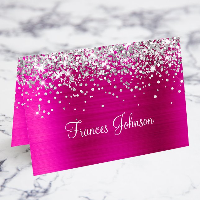 Silver Glitter Hot Pink Individual Place Cards (Silver Glitter Hot Pink Individual Place Cards)
