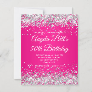 Silver Glitter Hot Pink Ombre Fancy Monogram