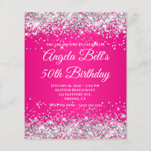Silver Glitter Hot Pink Ombre Fancy Monogram Flyer