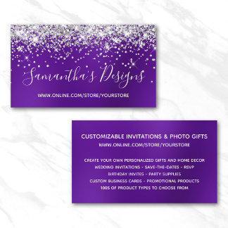 Silver Glitter Indigo Purple Blur Online Store Business Card