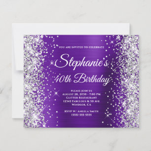 Silver Glitter Indigo Purple Foil 40th Birthday