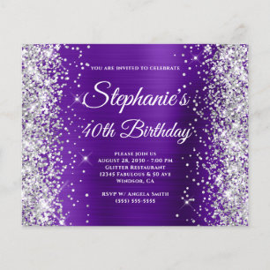 Silver Glitter Indigo Purple Foil 40th Birthday Flyer