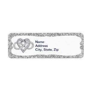 Silver Glitter Infinity Heart Address Labels