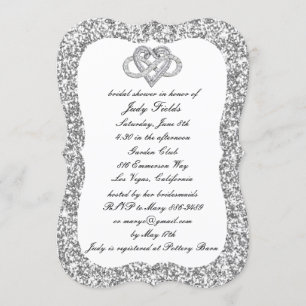 Silver Glitter Infinity Heart Bridal Shower Invite