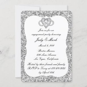 Silver Glitter Infinity Heart Engagement Party Invitation