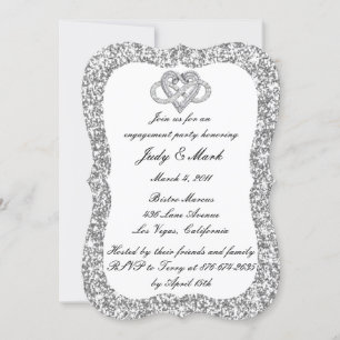 Silver Glitter Infinity Heart Engagement Party Invitation