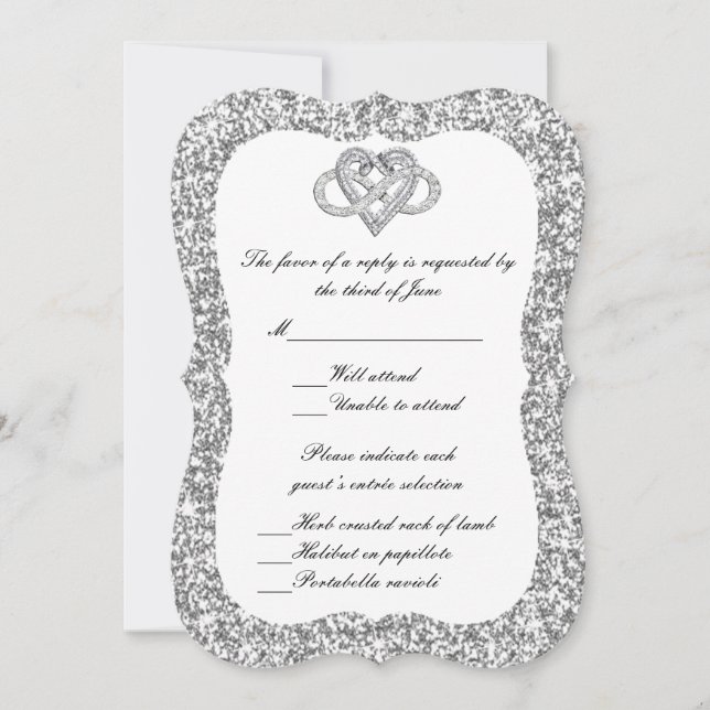 Silver Glitter Infinity Heart Response Card (Front)