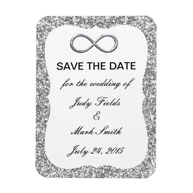 Silver Glitter Infinity Save The Date Magnet (Vertical)