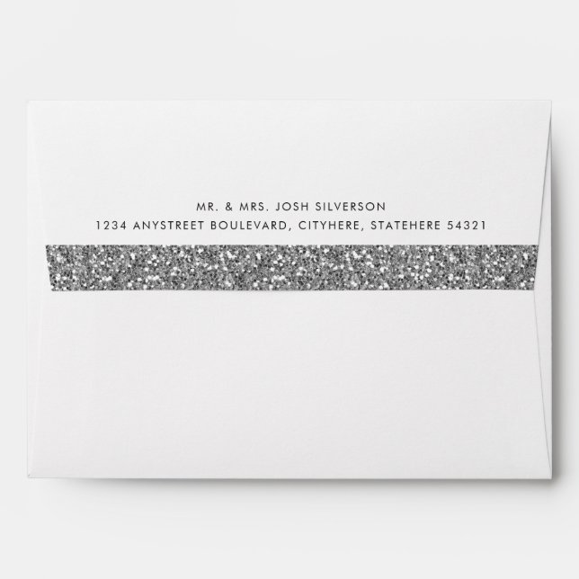 Silver Glitter Inside Return Address Mailing Envelope (Back (Top Flap))