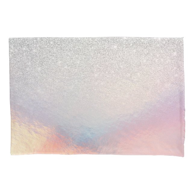 Silver Glitter Iridescent Holographic Gradient Pillowcase (Front)