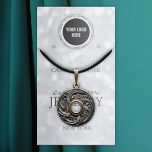 Silver Glitter Jewellery Earring or Necklace Displ Business Card